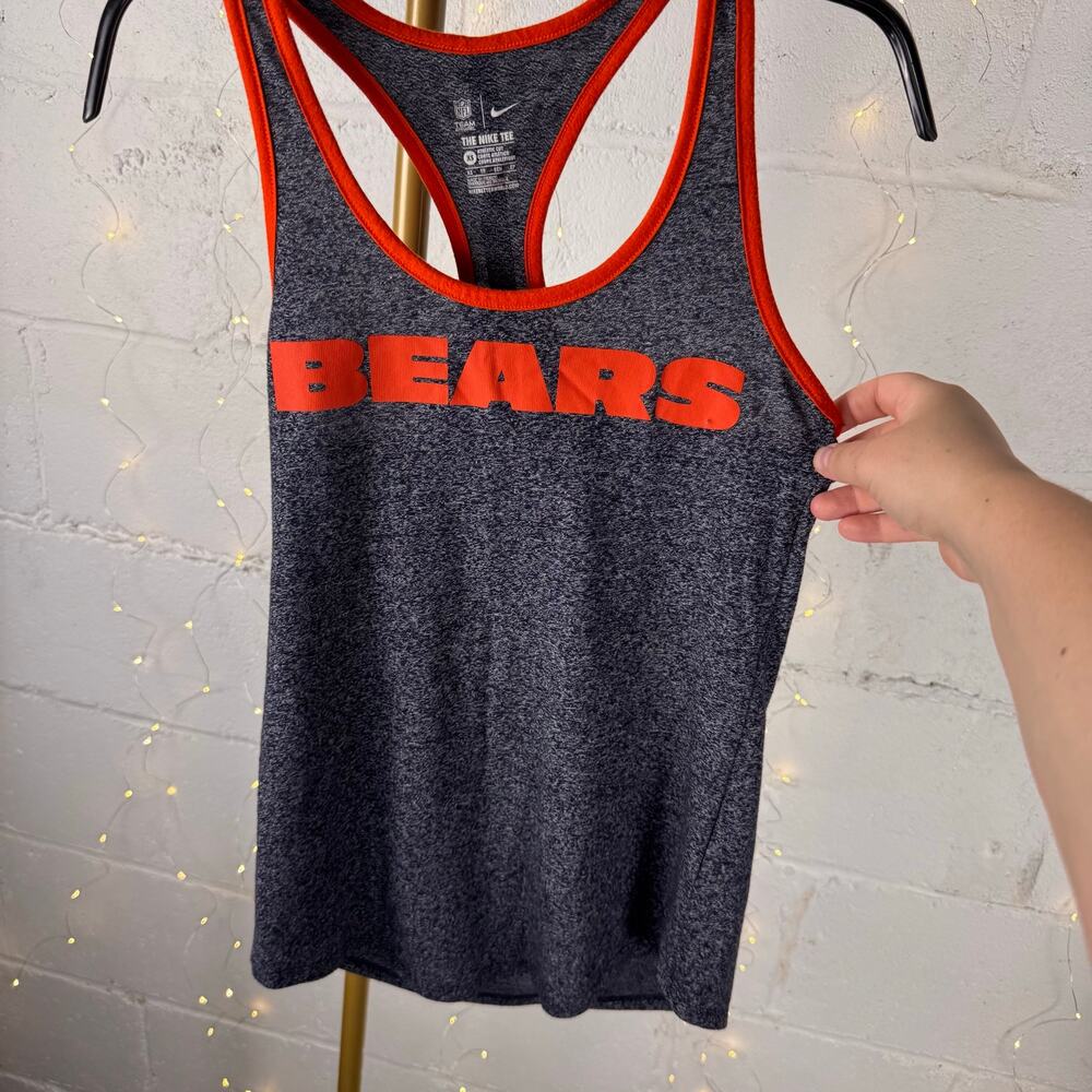 nike chicago bears nfl women's xs racerback tank top gray orange team apparel